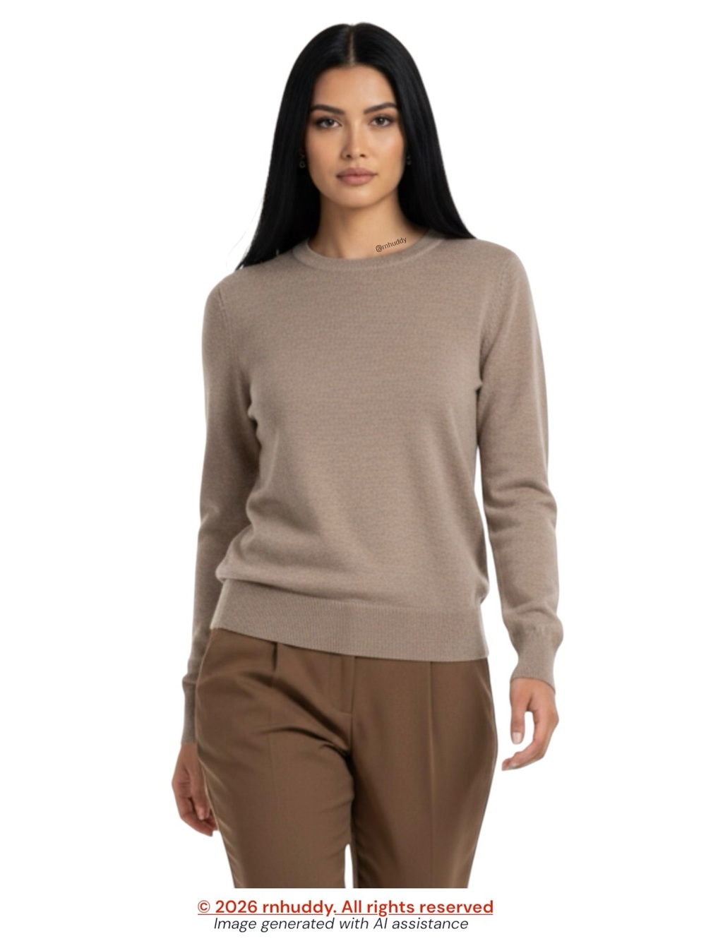 Katherine Barclay L tan extra fine merino wool sweater
